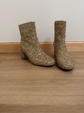 Gold Glitter Ankle Boots - Women's Fashion Boots